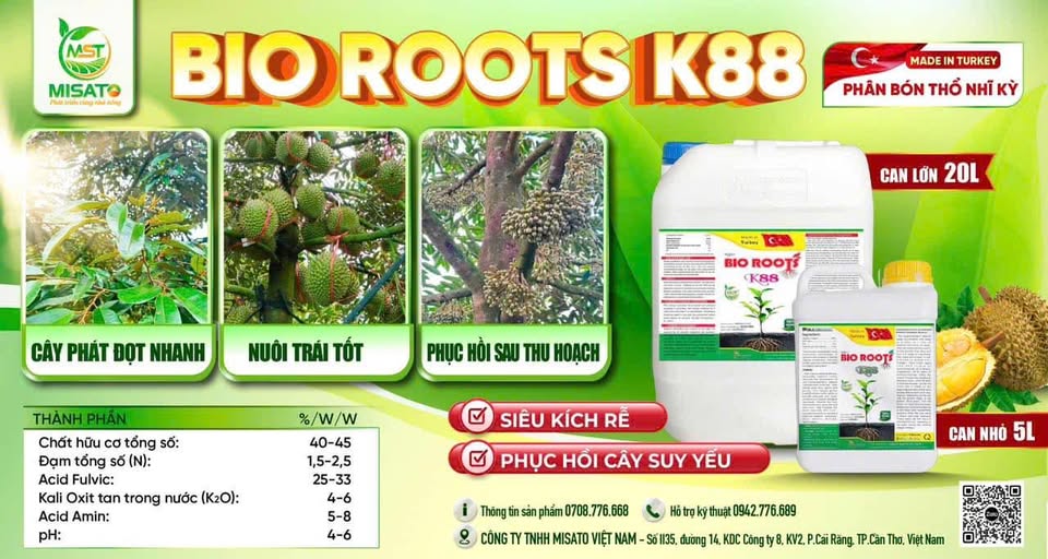 BIO ROOTS K88 – Giải Pháp Hữu Cơ Thổ Nhĩ Kỳ: Kích Rễ Mạnh, Cây Khỏe, Trúng Mùa!